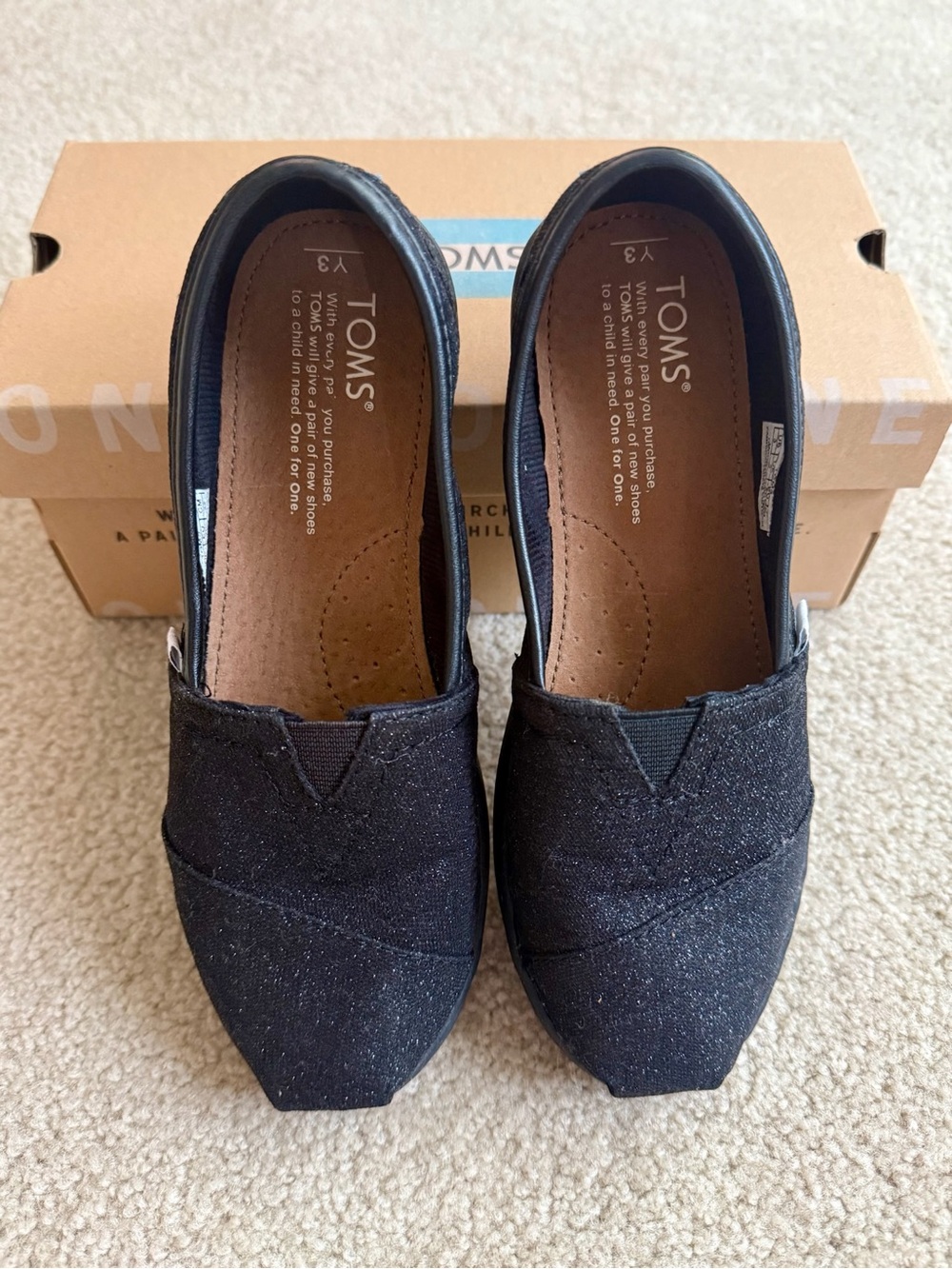 TOMS Black Slip-On Canvas Shoes